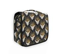 Yoogain Afro Samurai Style Pavone Oro Bianco Toilette borsa da viaggio donna con gancio appeso elegante borsa per il trucco organizzatore con scomparti e maniglia