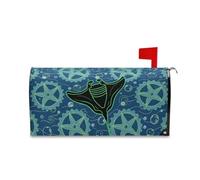 Yoogain Animal Manta Ray Ruota Nero Blu Decorativo Mailbox Wraps per San Valentino Unico Patricks Day Copertura Della Cassetta Postale Formato Standard Cover para buzon