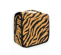 Yoogain Animal Tigers Fur Pattern Gold Black kit per gli uomini con gancio appeso elegante borsa da viaggio articoli da toeletta verticale autoportante