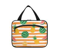 Yoogain Arancione Bianco Stripe Estate Frutta appeso viaggio trucco borsa per le donne con gancio, designer carino borsa con scomparti per le donne che viaggiano viaggiando bolsas para maquillaje L