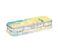 Yoogain Art Beach Shadow Blu Giallo Trasparente Matite Box 2 strati Penne Custodia rigida per Cancelleria Con Snap E Coperchio