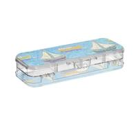 Yoogain Art Pittura A Olio Blu Barca Trasparente Matite Box Doppio Deck Scatole Penne Caso Per Cancelleria Con Snap E Coperchio