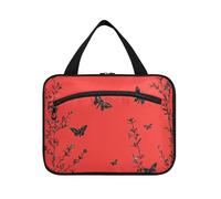 Yoogain Art Rosmarino Rosso appeso borsa da viaggio per articoli da toeletta con gancio, designer chic kit borsa per gli uomini per accessori da viaggio donne estuche para guardar maquillaje L, arte