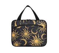 Yoogain Art Sun Moon Gold Black borse da appendere per viaggi con gancio, borsa medicina pieghevole designer per viaggio essenziale hotel bolsas de maquillaje para mujer L, Arte sole luna oro nero