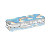 Yoogain Arte Pittura A Olio Blu Arcobaleno Plastica Matita Box Doppio Deck Penne Scatole Caso Per Cancelleria Con Coperchio