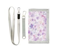 Yoogain Astratto Acquerello Fiore Lilla Viola Rosa Chiaro tri fold portafoglio per gli uomini per la donna semplice portafoglio billfold con cordino, Astratto Acquerello fiore lilla viola rosa chiaro