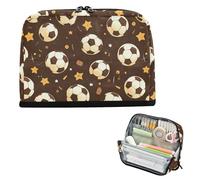 Yoogain Astucci per matite di grande capacità, borsa multiuso ad alta capacità, per uomini, scuola media, marrone, stella del calcio