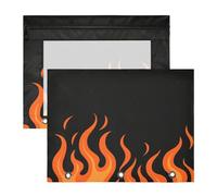 Yoogain Astuccio con cerniera liscia, tasca a 3 anelli per lettere formato A4, confezione da 2 articoli scolastici per insegnanti, fuoco fluente, giraffa arancione che brucia