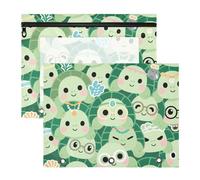 Yoogain Astuccio con cerniere lisce, per lettere formato A4, confezione da 2 pezzi, per insegnanti, università, cartoni animati, tartaruga verde