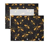 Yoogain Astuccio con cerniere lisce, tasca a 3 fori per lettere A4, confezione da 2 pezzi, per studenti pi incubo, giallo, nero, Hallowen