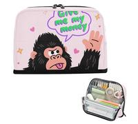 Yoogain Astuccio per matite di grande capacità, borsa multiuso per trucchi preppy school Must Haves Give Me My Money Gorilla