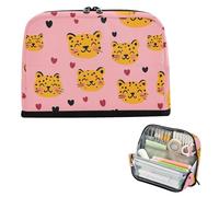 Yoogain Astuccio per matite di grande capacità, borsa per trucchi, borsa espandibile per cancelleria e penne, per la scuola dei bambini, motivo: leopardo