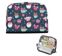 Yoogain Astuccio per matite di grande capacità, con cerniera, organizer per infermieri, scuola, safari, gufi, foresta, animali, torte, cartoni animati