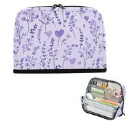 Yoogain Astuccio per matite di grande capacità, per trucchi, cancelleria portatile, per adolescenti, viaggi, lavanda, anime