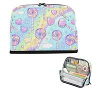 Yoogain Astuccio per matite e penne di grande capacità, organizer morbido per ragazzi, per la scuola, con bastoncini e caramelle, cartoni animati