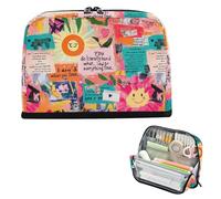Yoogain Astuccio per matite, grande capacità, organizer espandibile per cancelleria, per adulti, scuola media, sole, parole d'arte colorate