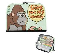Yoogain Astuccio portamatite di grande capacità, astuccio espandibile per cancelleria e matite per scuola preppy must-have Give Me My Money Gorilla