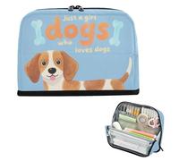 Yoogain Astuccio portapenne di grande capacità, con cerniera, per studenti elementari, solo una ragazza che ama i cani