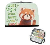 Yoogain Astuccio portapenne di grande capacità con organizer per riporre oggetti per studenti universitari, forniture scolastiche preppy solo una ragazza che ama il panda rosso