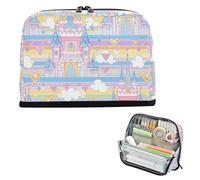 Yoogain Astuccio portapenne di grande capacità, grazioso organizer per adulti, motivo: castello elementare, principessa, cartone animato