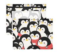Yoogain Astuccio trasparente a 3 anelli per lettere formato A4, confezione da 2 articoli artistici per insegnanti, con pinguino in stile cartone animato, inverno