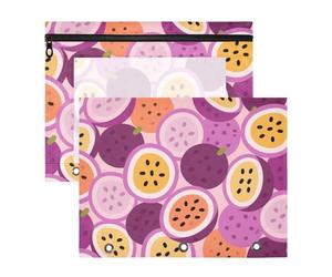 Yoogain Astuccio trasparente con 3 anelli per raccoglitore, per lettere formato A4, confezione da 2 pezzi, per studenti che rientrano a scuola, carini, frutto della passione, viola