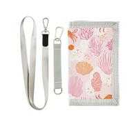 Yoogain Beach Sea Animals Peach Carino portafogli di carte per gli uomini per le donne pop mens piccolo portafoglio con cordino, Spiaggia animali marini pesca carino, 1 size, Moda