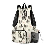 Yoogain Beautiful Dogs Boston Terrier modello Mens coulisse borse palestra borsa con tasche stringa borsa per la scuola separazione bagnato e asciutto