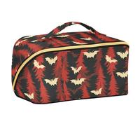 Yoogain Beauty case colorato con pipistrello vampiro rosso Pinrees con divisori grande custodia cosmetica borsa per trucco accessori da viaggio