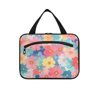 Yoogain Bella borsa da viaggio con fiori appesi con gancio, borsa per medicine espandibile di design per gli elementi essenziali da viaggio per le donne campeggio maletín para maquillaje L, Bellissimi