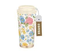 Yoogain Bellissimo bicchiere da caffè da viaggio primaverile con coperchio tazze da caffè in acciaio inox tazza da caffè per auto calda e fredda a prova di perdite da 17 once
