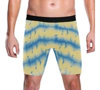 Yoogain Biancheria intima degli uomini del pugile degli uomini della gamba lunga, Tie-dye irregolare in Giallo Blu, XL