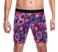 Yoogain Biancheria intima degli uomini del pugile della gamba lunga, Vivaci forme circolari colorate, XL