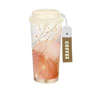 Yoogain Bicchiere da caffè in pietra di marmo arancione dorato con coperchio tazza da caffè tazza in acciaio inox per auto per caldo e freddo 17 once a prova di caduta