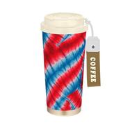 Yoogain Bicchiere da viaggio irregolare tie-dye in rosso e blu con coperchi tazze da caffè in acciaio inox isolato tazza da viaggio per caldo e freddo 500 ml a prova di perdite
