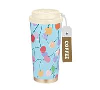 Yoogain Bicchieri da caffè variopinti delle ciliegie con le tazze isolate dell'acciaio inossidabile della tazza di caffè dei coperchi per la prova di caduta calda e fredda 17oz