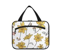 Yoogain Black-eyed Susan Simple Line appeso borse da toilette da viaggio per le donne con gancio, designer unisex trucco caso per accessori must haves palestra maletín para maquillaje L, Linea