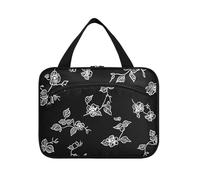 Yoogain Blackberries Simple Line Art borsa da trucco appesa con scomparti con gancio, borsa medicina portatile designer per le donne crociere maletín para maquillaje L, More linea art semplice, Large