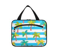 Yoogain Blu Bianco A Righe Di Cocco Palma Appeso Appeso Borsa Da Viaggio Con Gancio Designer Chic Kit da Toilette Per Essenziali Da Viaggio Per Le Donne Hotel Bolso de Mano para Hombre L, Palma da
