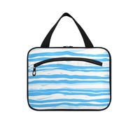 Yoogain Blu Bianco Onde appeso borsa da viaggio con gancio appeso con gancio, borsa essenziale di design con scomparti per gli elementi essenziali per le donne palestra kit de para mujer L, onde