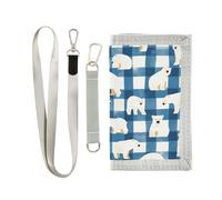 Yoogain Blu Bianco Polar Bears portafoglio carta di credito per le donne semplici portafogli di carte per gli uomini con cordino, orsi polari bianchi blu, 1 size, Moda
