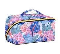 Yoogain Blue Anthuriums - Trousse per il trucco con calle pastello, con divisori, impermeabile, verticale, autoportante