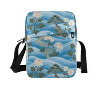 Yoogain Blue Mountain Chrysanthemum Bianco piccola borsa a tracolla per gli uomini Borse a tracolla per le donne Piccole borse a tracolla da donna Borse a tracolla da donna Tracolla Regolabile per il