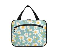 Yoogain Blue White Daisy borsa da appendere per le donne con gancio, designer unisex skincare borsa per gli elementi essenziali per le donne viaggio estuche de maquillaje para mujer L, Margherita