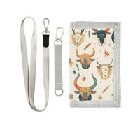 Yoogain Boho Mucca Modello Semplice Pastello mens trifold portafoglio regali per giovani pop portafogli con fermasoldi con cordino, boho mucca modello semplice pastello, 1 size, Moda