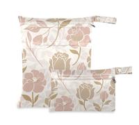Yoogain Borsa a prova di disordine da viaggio Confezione da 2 borse per pannolini oggetti essenziali con manici per i viaggi (Rose Rose Print Elegant)