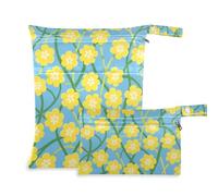 Yoogain Borsa a prova di disordine da viaggio, confezione da 2 elementi essenziali da viaggio per volare con manici per yoga (fiori gialli blu stile minimalista)