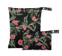 Yoogain Borsa a prova di disordine per tessuto, confezione da 2 pezzi essenziali da viaggio per volare con manici per l'asilo nido (Margay Phlox Genesis Misty Rose Dark)