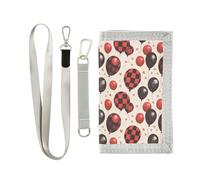 Yoogain Borsa a scacchiera rossa e nera con palloncini per le donne Portafoglio con clip di denaro alla moda con cordino, Palloncini a scacchiera rossa e nera, 1 size, Moda