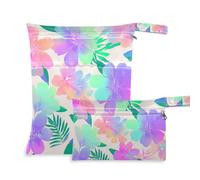 Yoogain Borsa asciutta bagnata con cerniera, confezione da 2 elementi essenziali da viaggio per volare con manici per viaggiare (Neon Alaskan Raspberry Summer Flower)